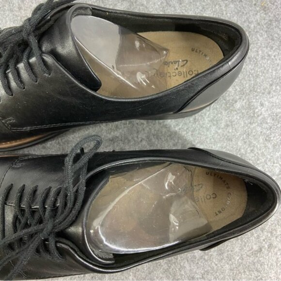 Clarks Womens Sharon Noel Black Leather Lace Up Loafer Women’s Size US 8 - Picture 3 of 11